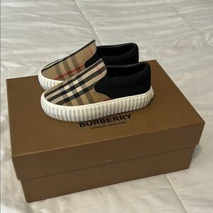 Burberry Black and Tan Sneakers with Iconic Design